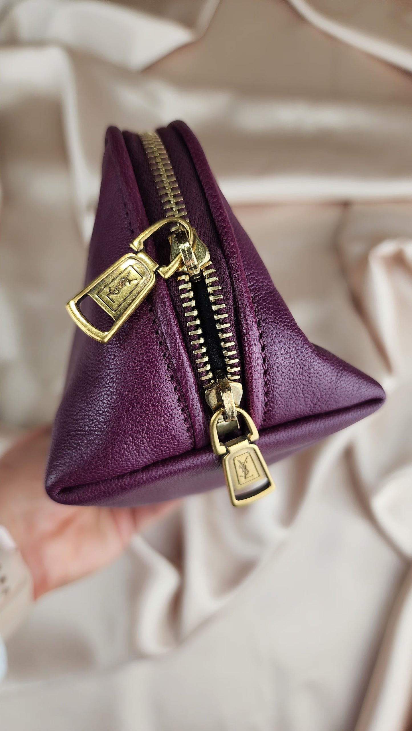 YSL Purple Leather Pouch