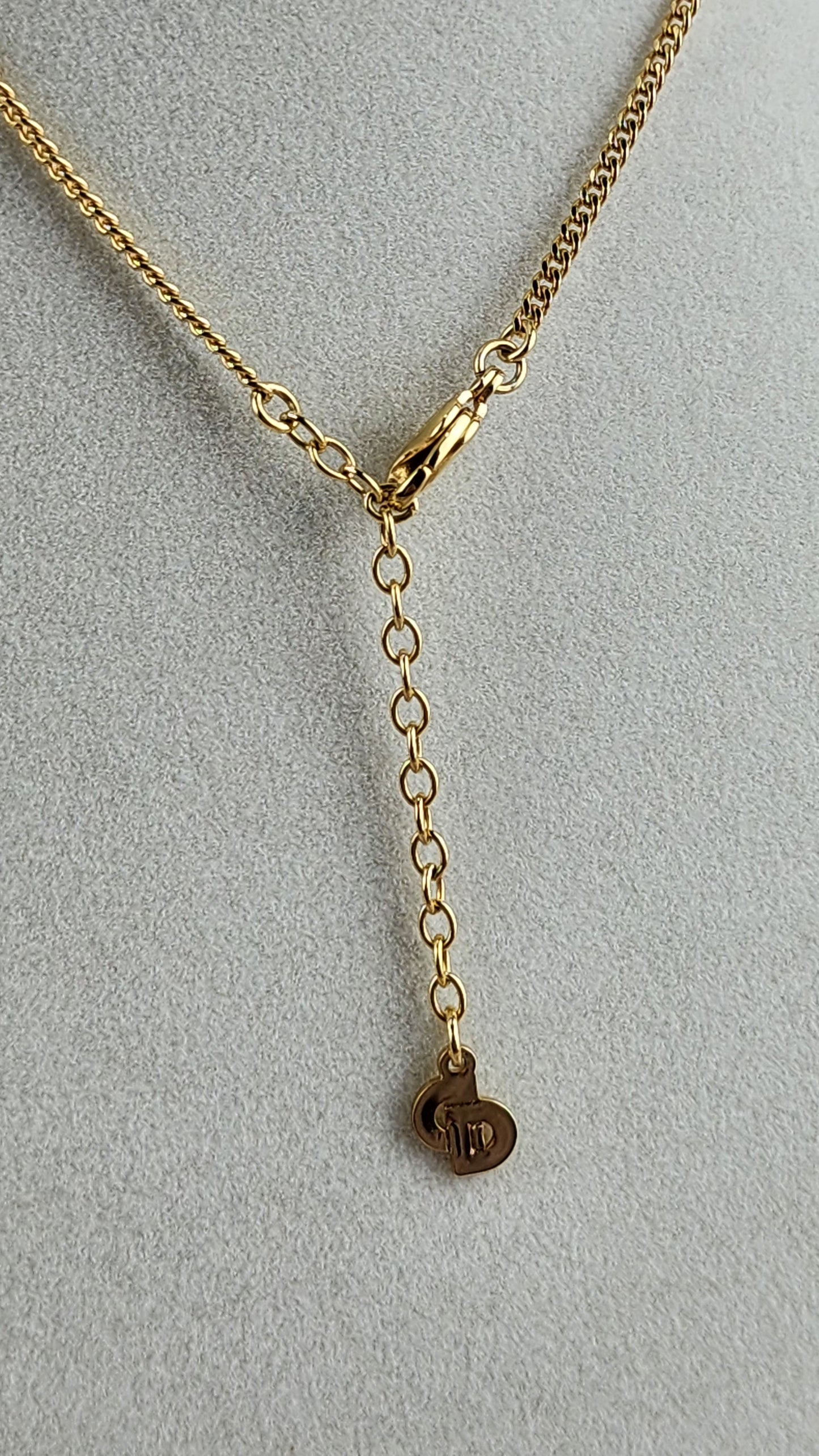 Christian Dior Round Diamante Pendant Necklace