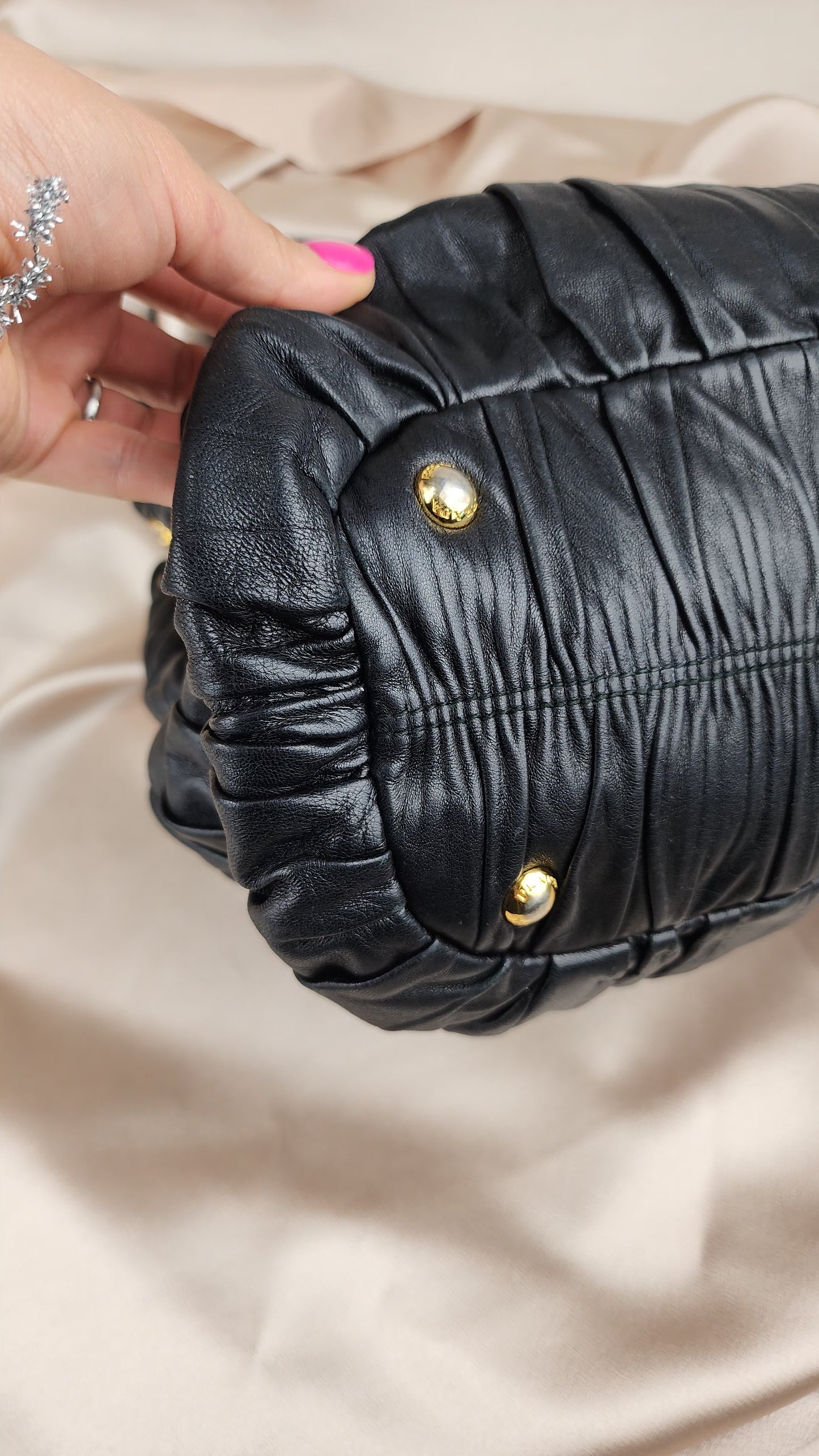 Prada Black Leather Handbag with Long Strap