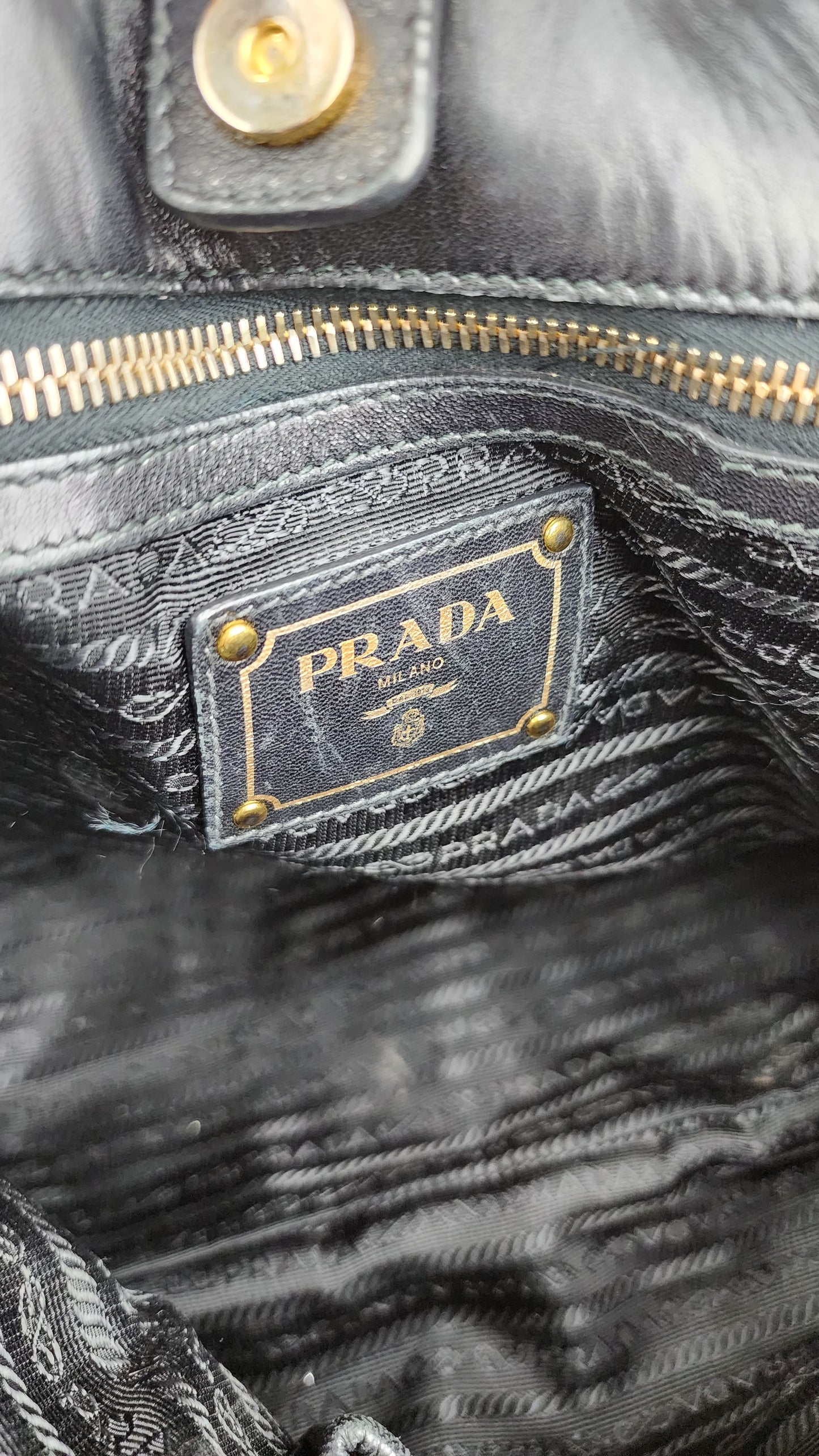 Prada Black Leather Handbag with Long Strap