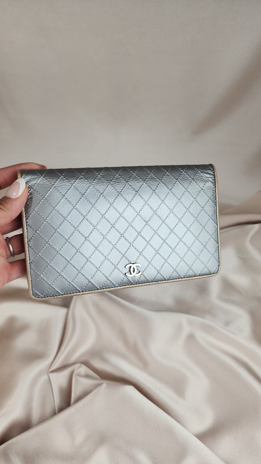 Chanel Silver and Gold Leather Long Wallet - 664